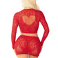 Leg Avenue Rhinestone Lace and Net Crop Top with Heart Keyhole Detail and Mini Skirt (2 Piece)