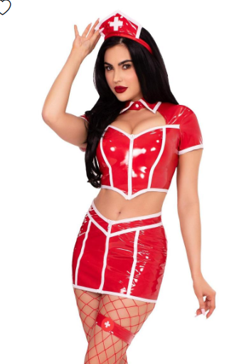 4 PC Red Alert Nurse Costume S, M, OR L