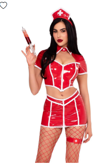 4 PC Red Alert Nurse Costume S, M, OR L