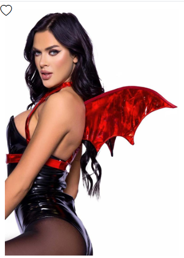 Iridescent Vinyl Devil Wing Body Harness - O/S - Red