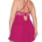 Pink Pussycat Babydoll & Thong - 3XLarge/ 4XLarge - Pink/Rose Gold